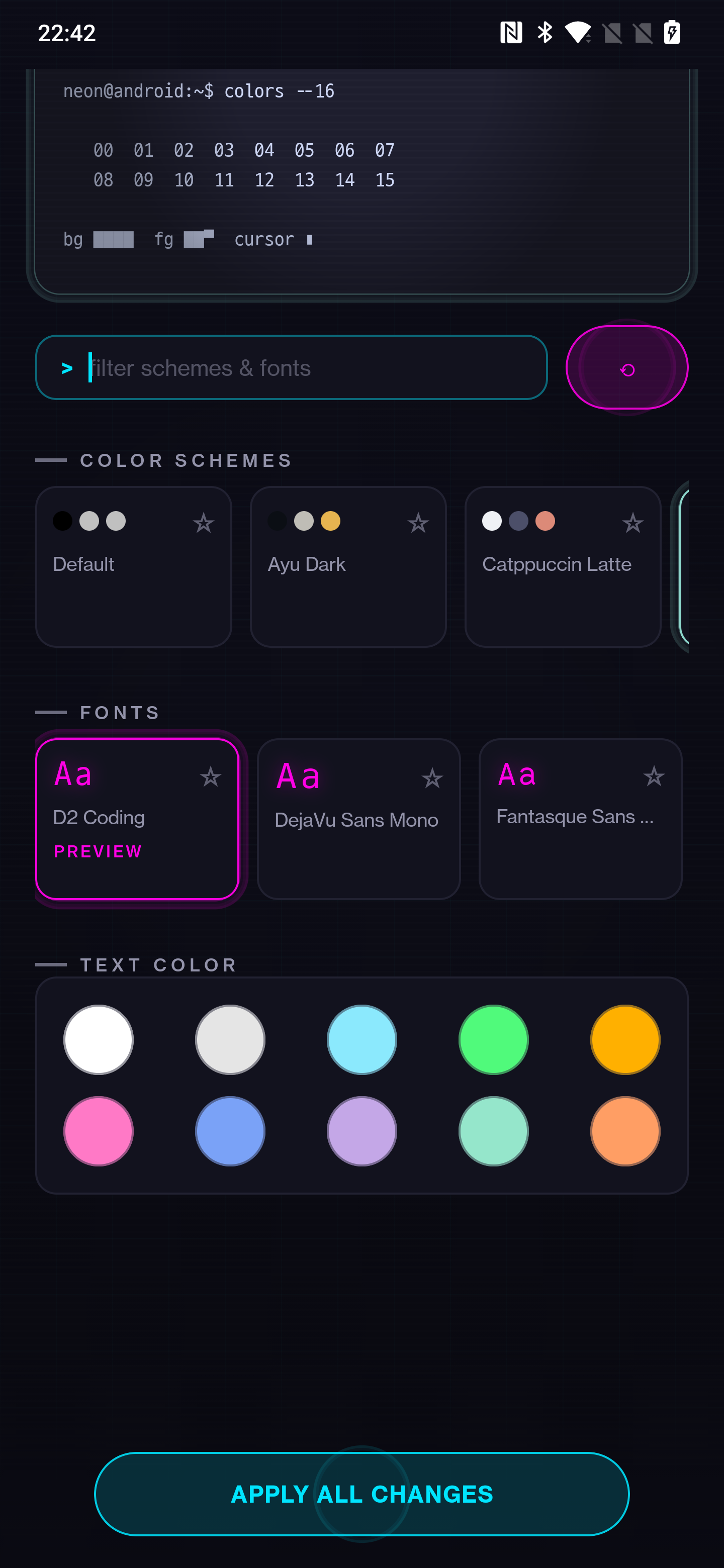 Custom text color swatches